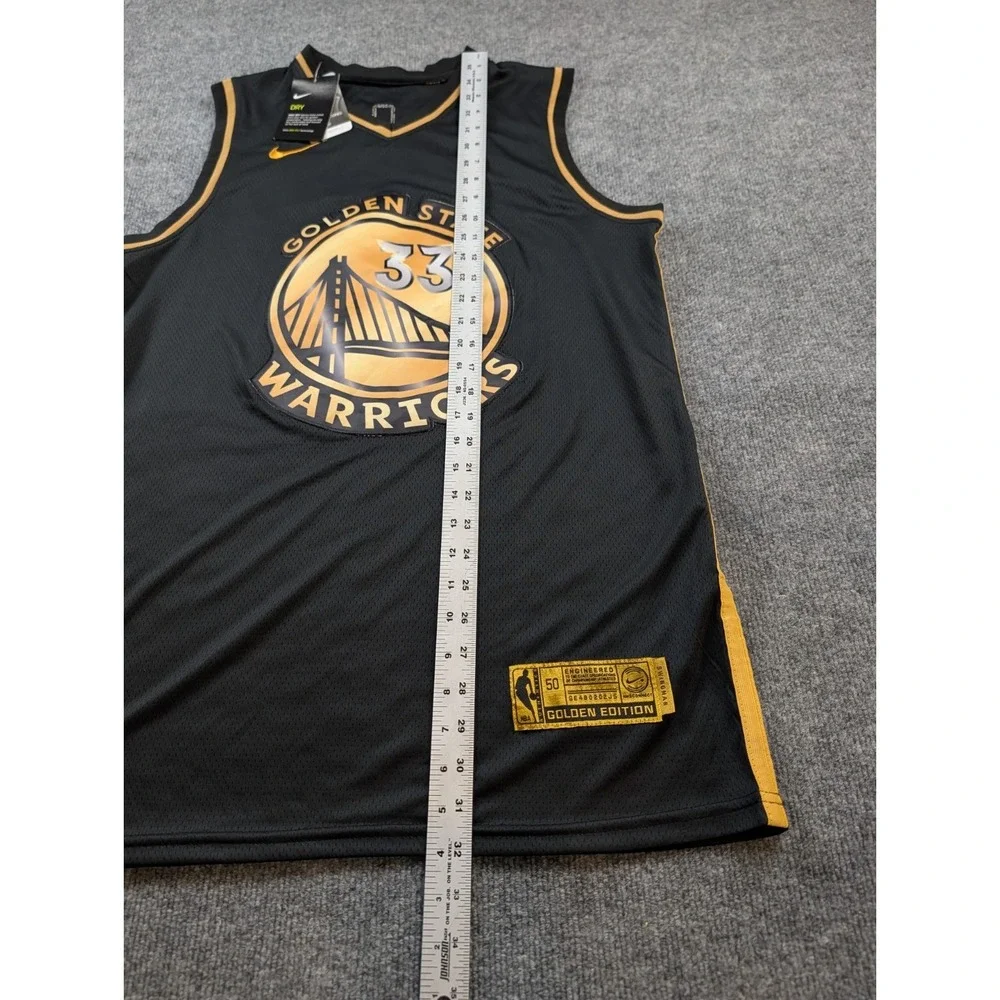 Nike Golden State Warriors Wiseman Jersey 33 Black Gold Swingman Men's 50 NWT